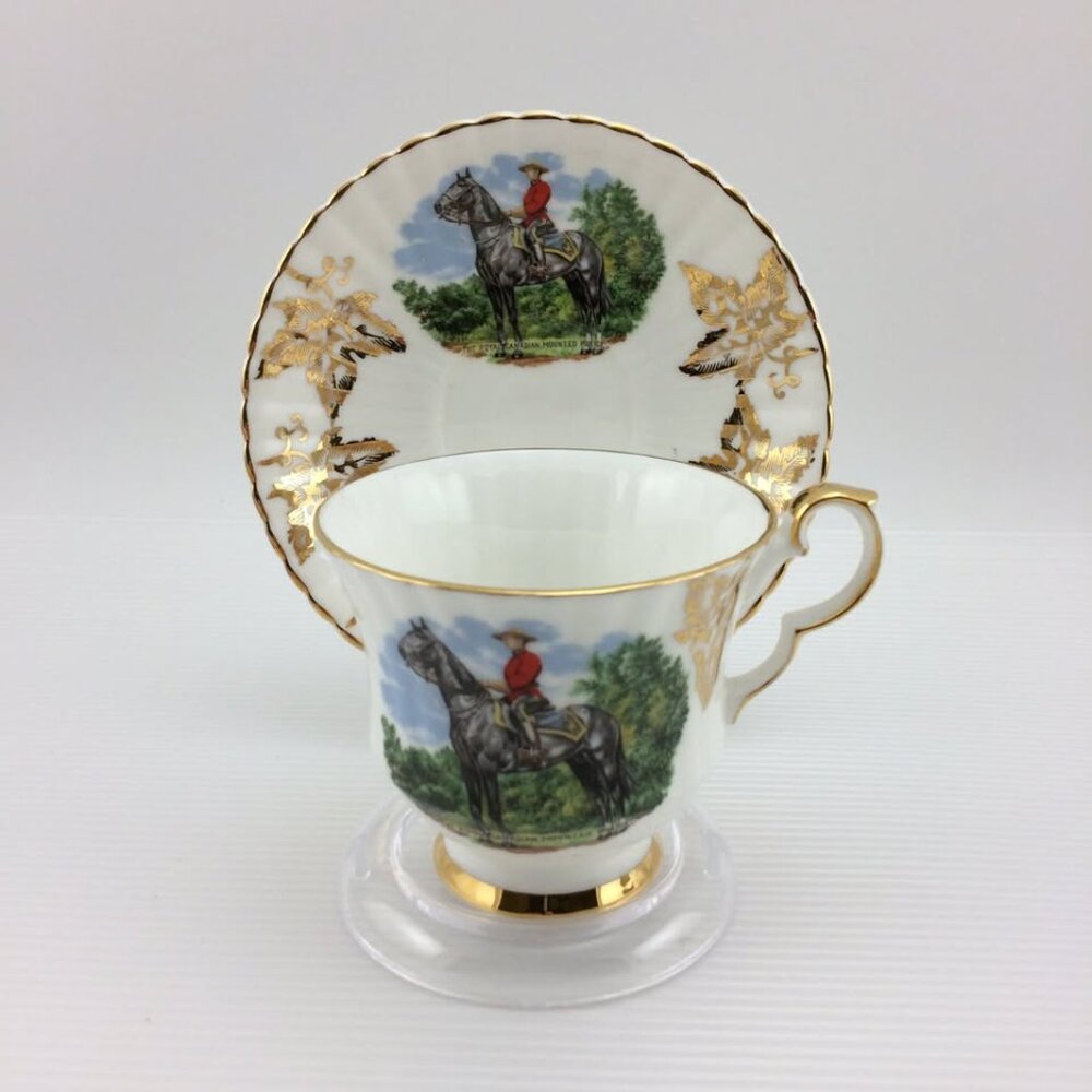 Vintage Mountie RCMP Royal Windsor Fine Bone China Teacup and Saucer